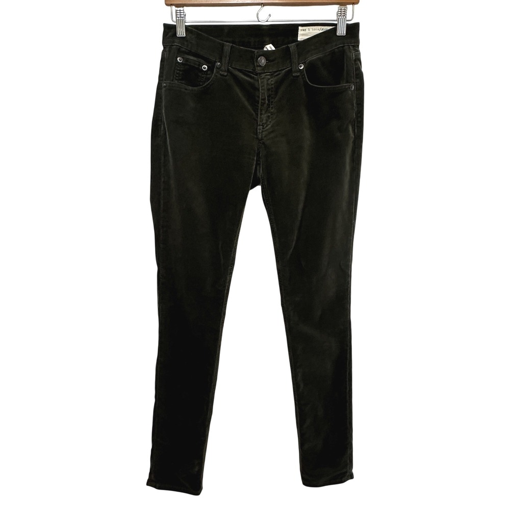 Rag & Bone Corduroy Skinny Pants Womens 27x29 Dark Olive Low Rise Hipster Indie - Picture 1 of 10